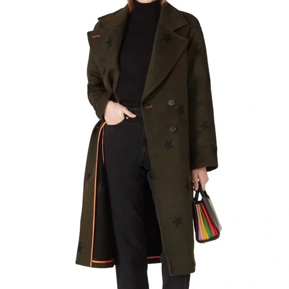 Avec Les Filles Star Print Raglan Coat